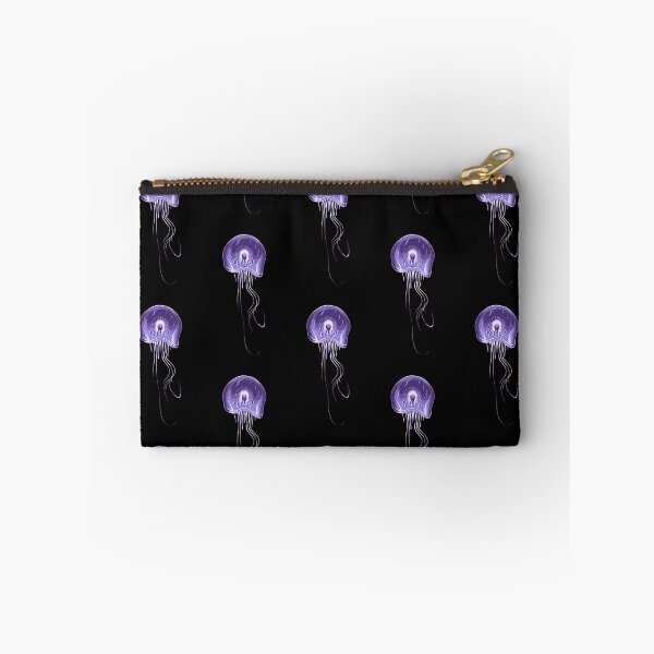 Item preview, Purple jellyfish stylised drawing with long tentacles. Black background. designed and sold by janesg.