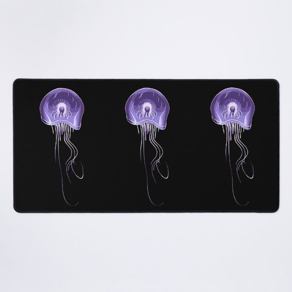 Item preview, Purple jellyfish stylised drawing with long tentacles. Black background. designed and sold by janesg.