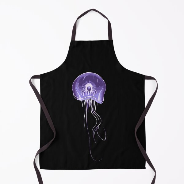 Aperçu de l'œuvre Dessin stylisé de méduse violette avec de longs tentacules. Fond noir. créée et vendue par janesg.