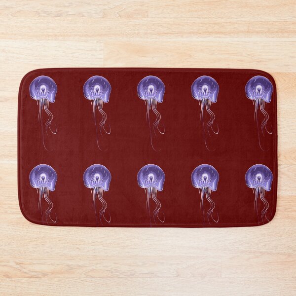 Item preview, Purple jellyfish stylised drawing with long tentacles. Red background. designed and sold by janesg.