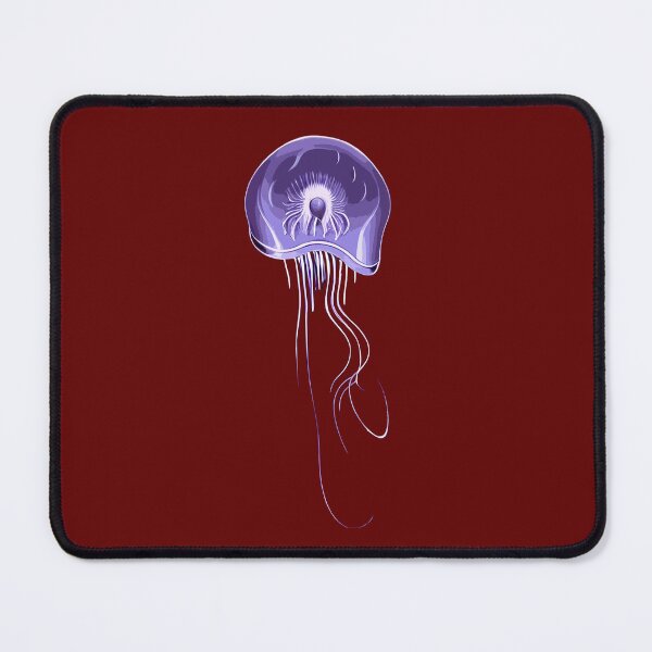 Item preview, Purple jellyfish stylised drawing with long tentacles. Red background. designed and sold by janesg.