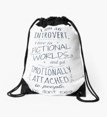introvert, fictional worlds, fictional characters Drawstring Bag