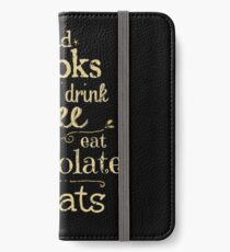Vinilo o funda para iPhone leer libros, tomar café, comer chocolate, gatos domésticos