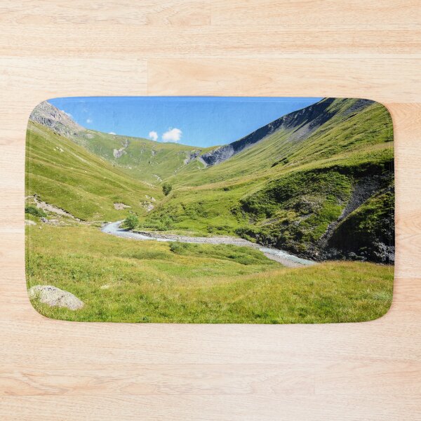 Item preview, Green Valley and river during summer in the French Alps designed and sold by stedata.