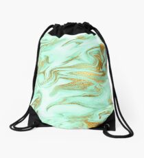 Luxurious Mint Marble 5 Drawstring Bag