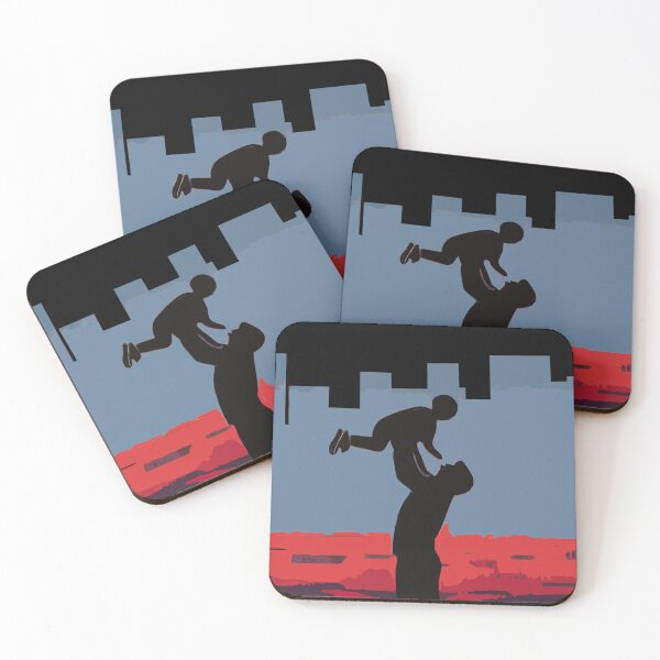 Item preview, Dad holding boy in the air against city skyline. Black background designed and sold by janesg.