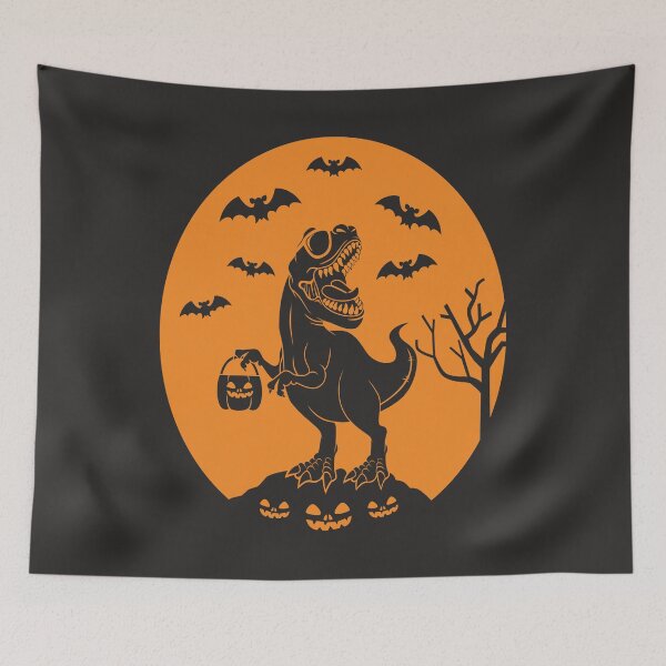 Item preview, Halloween Boys Dinosaur Skeleton T rex Scary Pumpkin Moon  designed and sold by AJB ⭐⭐⭐⭐⭐✔️.