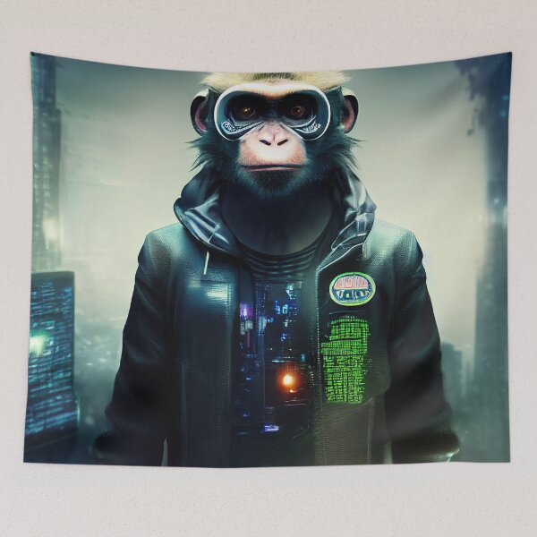 Item preview, Dystopian Digitalized Monkey Sticker designed and sold by TheCreativeFab.