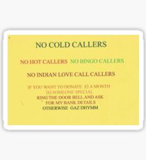 no cold callers Sticker