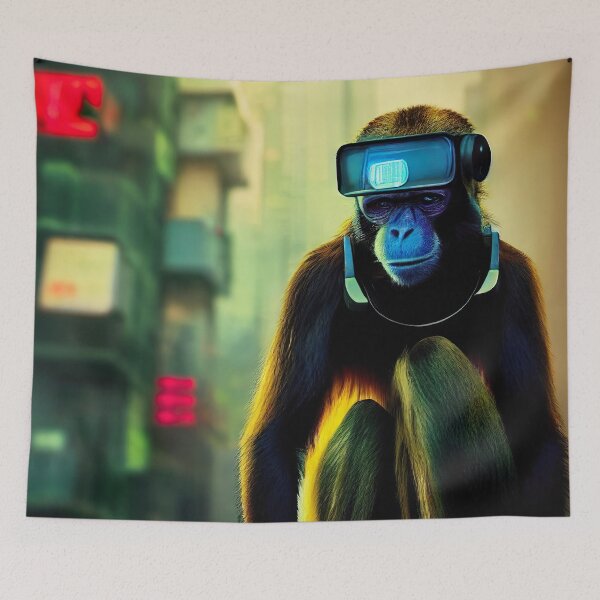Item preview, Dystopian Digitalized Robot Monkey Sticker designed and sold by TheCreativeFab.