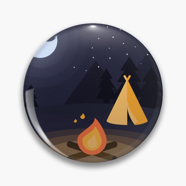 Item preview, Night landscape with bonfire and tent designed and sold by lonelyPrinter.