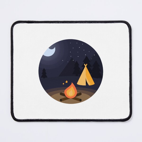 Item preview, Night landscape with bonfire and tent designed and sold by lonelyPrinter.