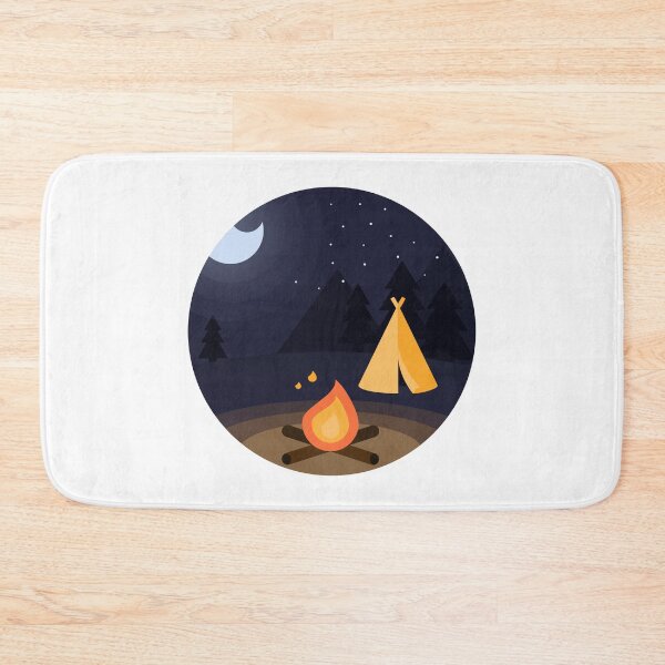 Item preview, Night landscape with bonfire and tent designed and sold by lonelyPrinter.