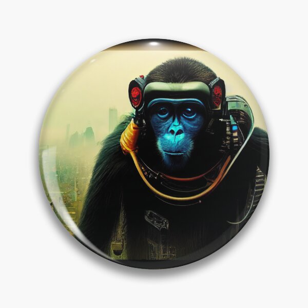 Item preview, Dystopian Digitalized Technological Monkey Sticker designed and sold by TheCreativeFab.