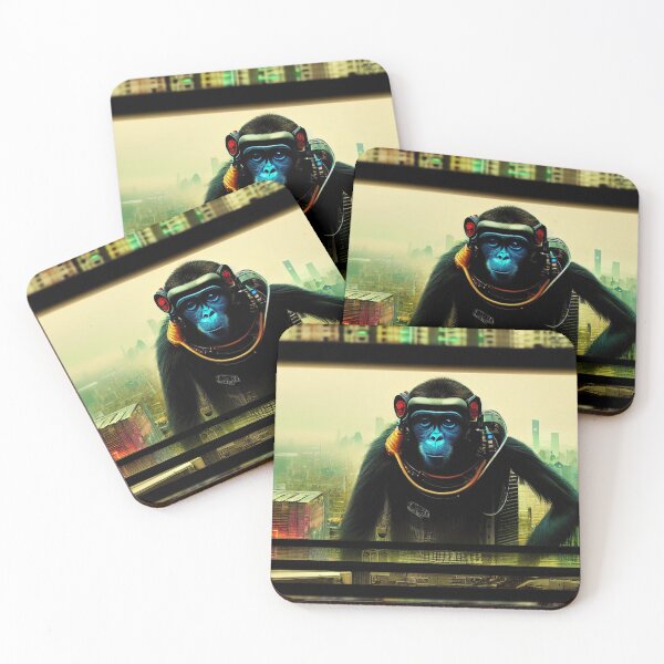 Item preview, Dystopian Digitalized Technological Monkey Sticker designed and sold by TheCreativeFab.