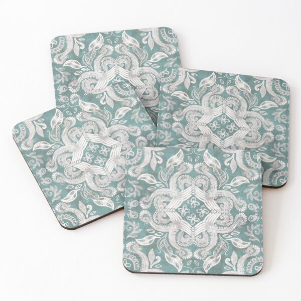 Item preview, Teal and grey dirty denim textured boho pattern designed and sold by micklyn.
