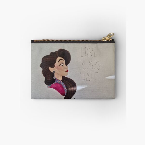 Item preview, "Love Trumps Hate" with light beam and white background designed and sold by belleofthebrush.
