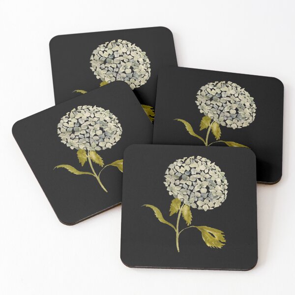 Item preview,  Watercolor hydrangea illustration on black background  designed and sold by Yana Mustafina | Boho Soulful Designs.