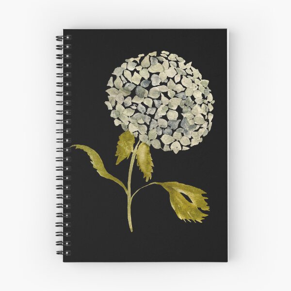 Item preview,  Watercolor hydrangea illustration on black background  designed and sold by Yana Mustafina | Boho Soulful Designs.