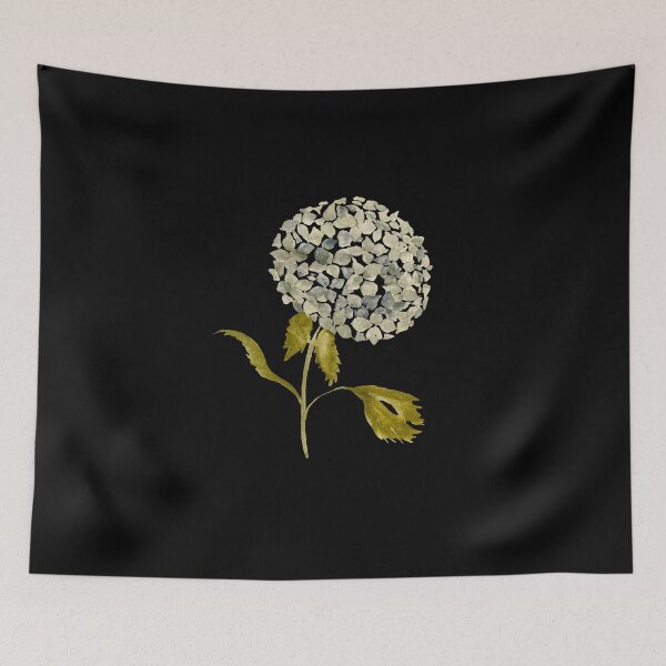 Item preview,  Watercolor hydrangea illustration on black background  designed and sold by Yana Mustafina | Boho Soulful Designs.