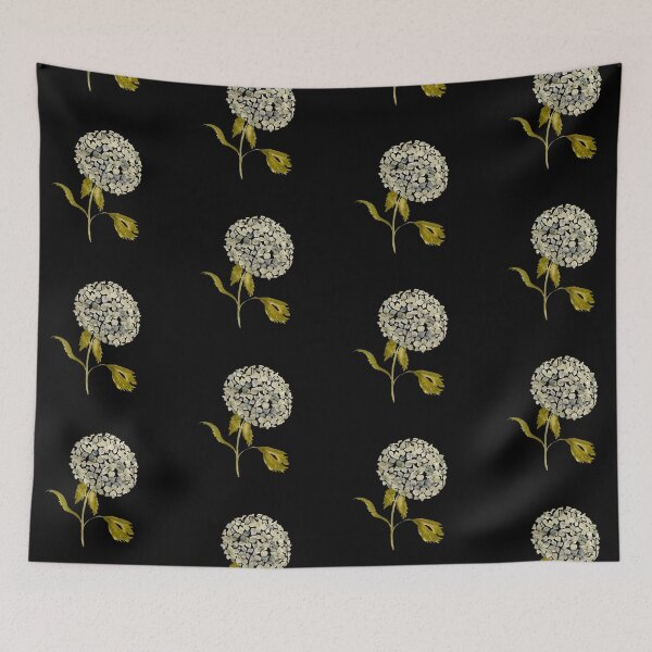 Item preview, Seamless black pattern hydrangea watercolor illustration designed and sold by Yana Mustafina | Boho Soulful Designs.