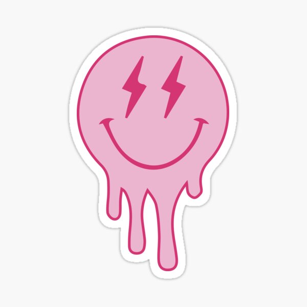 Drippy Smile Hot Pink PNG Smiley Shirt Design Preppy PNG 