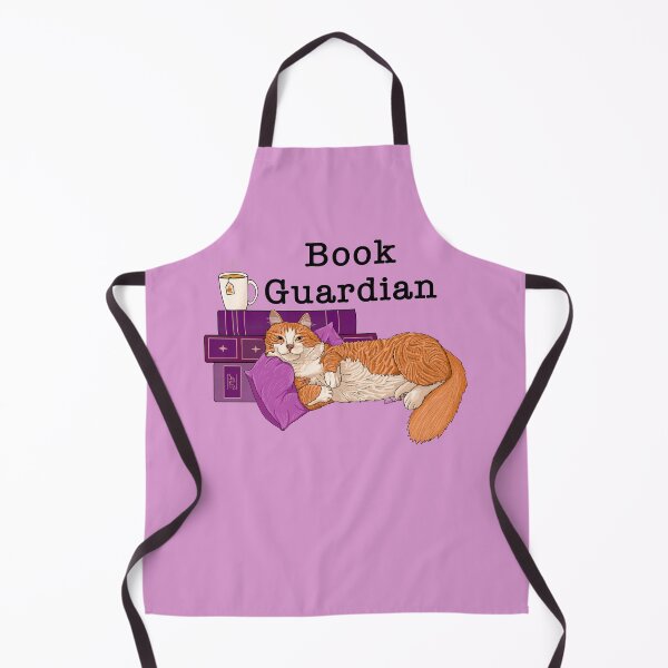 Item preview, Cat Book Guardian - Ginger Kitty Guarding Books - Cozy Kitty Book Guardian - Purple & Orange designed and sold by EcoElsa.