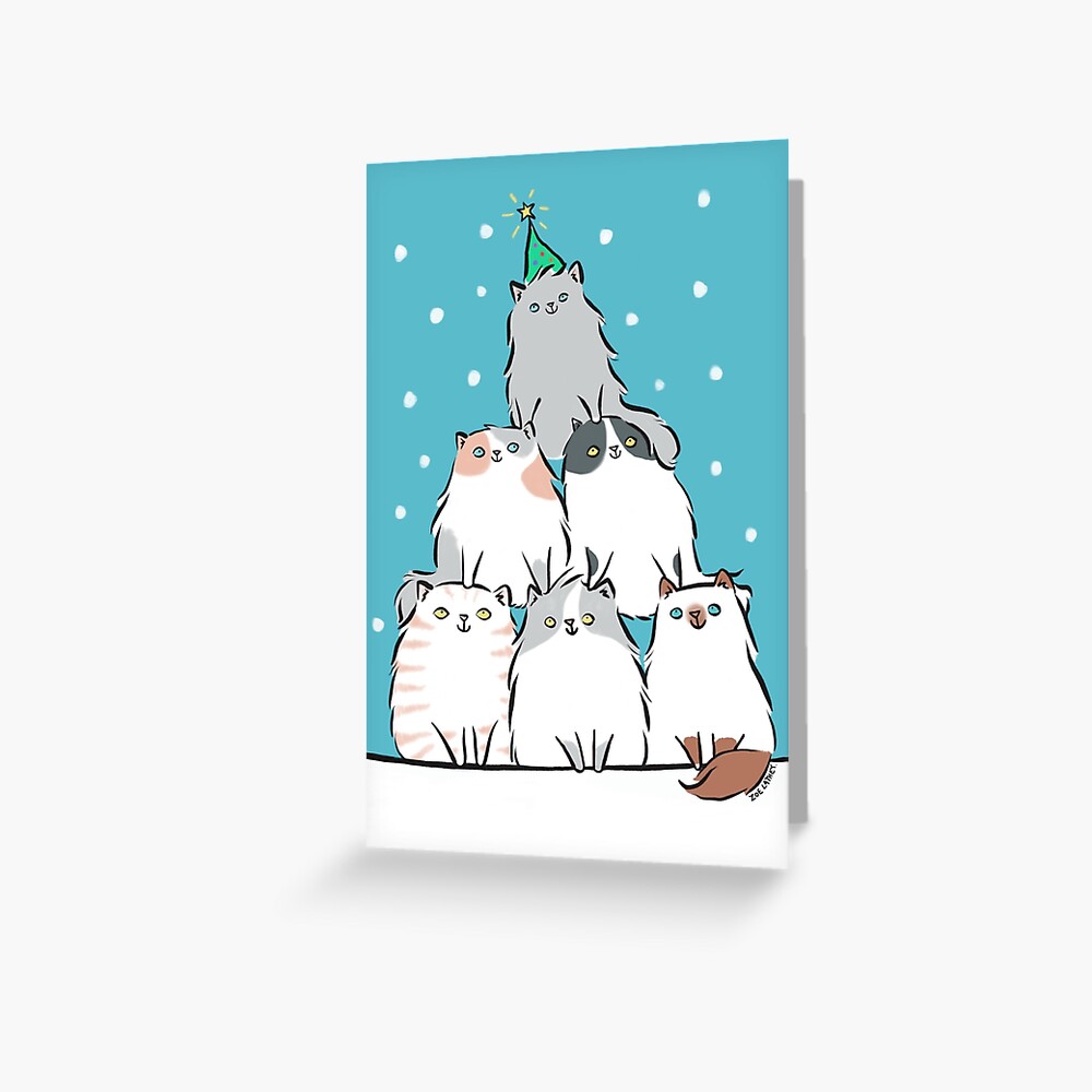Kitty Cat Christmas Tree Greeting Card