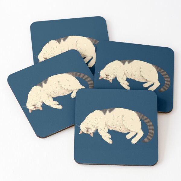 Item preview, Sleeping White Cat - Sleepy Soft White Kitty - Torbie White Cat - Prussian Blue designed and sold by EcoElsa.