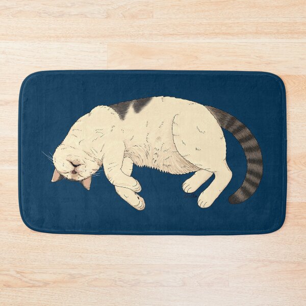 Item preview, Sleeping White Cat - Sleepy Soft White Kitty - Torbie White Cat - Prussian Blue designed and sold by EcoElsa.