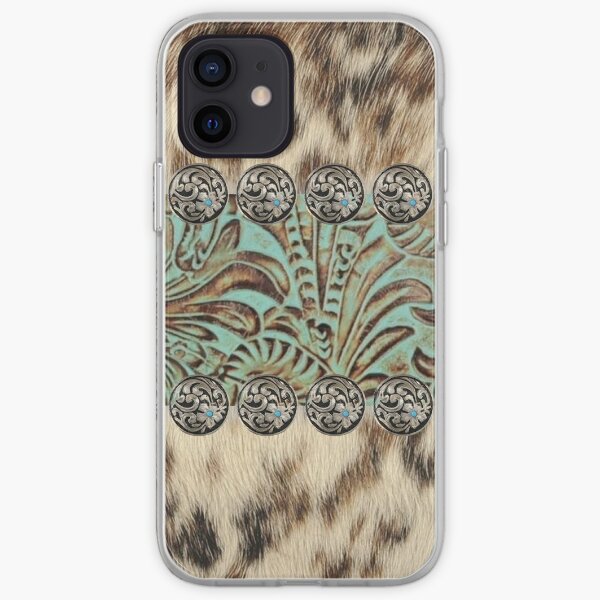 Rustic brown beige teal western country cowboy fashion iPhone Soft Case