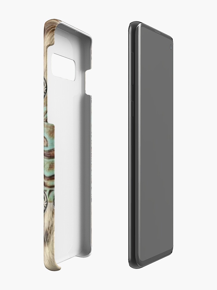 Alternate view of Rustic brown cowhide teal western country tooled leather Case & Skin for Samsung Galaxy