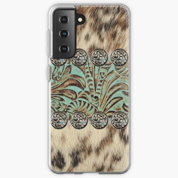 Rustic brown beige teal western country cowboy fashion Samsung Galaxy Soft Case