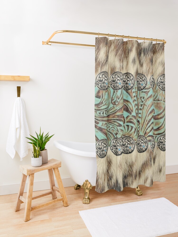 Discover Rustic brown beige teal western country cowboy fashion | Shower Curtain