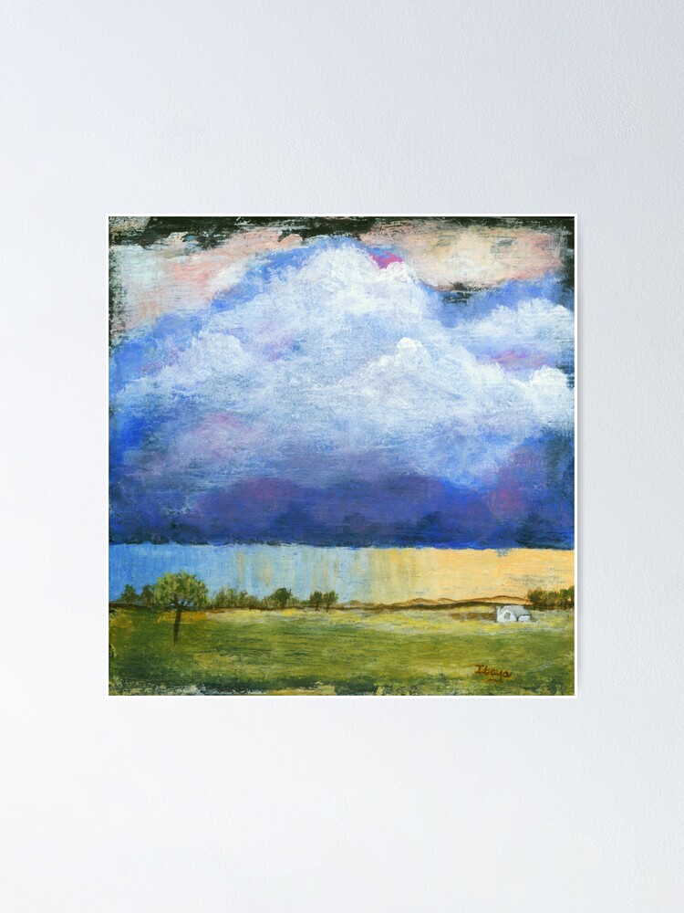 Majesty Landscape Art Painting Storm Clouds Poster By Itayaart Redbubble