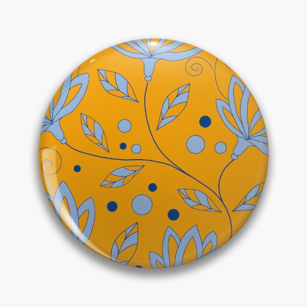 Item preview, Blue Floral Pattern with Orange Background designed and sold by MausieDesigns.