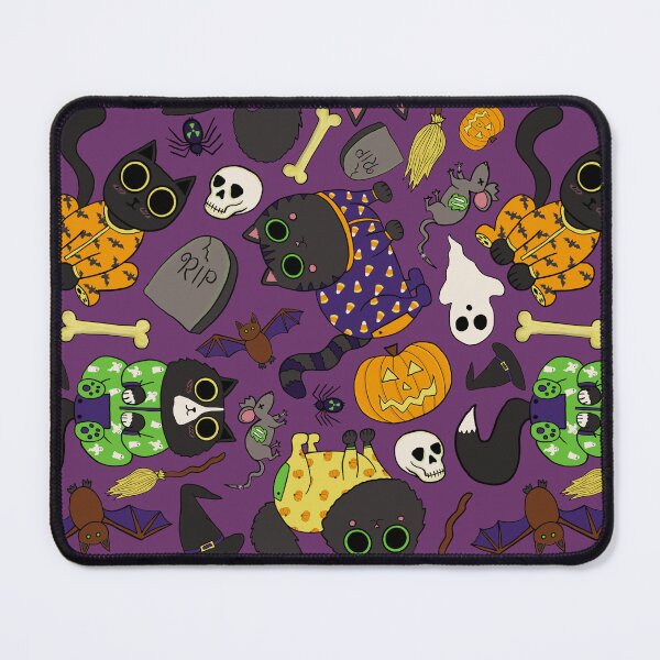 Item preview, Halloween Cats Pajamas Pattern - Spooky Cute Black Cats Pattern - Halloween Purple Black Cats Pattern - Purple designed and sold by EcoElsa.