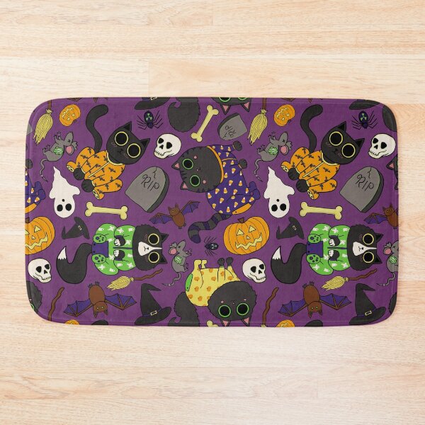 Item preview, Halloween Cats Pajamas Pattern - Spooky Cute Black Cats Pattern - Halloween Purple Black Cats Pattern - Purple  designed and sold by EcoElsa.