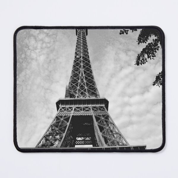 Item preview, Paris Eiffel Tower with unique clouds and framed with leaves in black and white designed and sold by JB-photo.