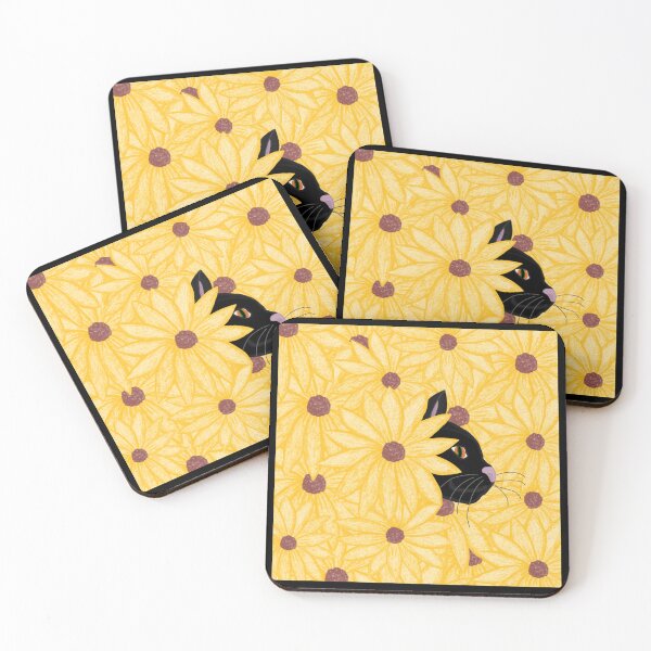 Item preview, Black Cat Behind Yellow Flower - Black Panther Behind Yellow Flower designed and sold by VoilaDalilah.