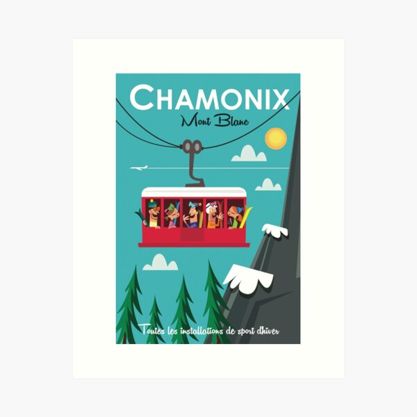 Chamonix Mont blanc ski poster Art Print