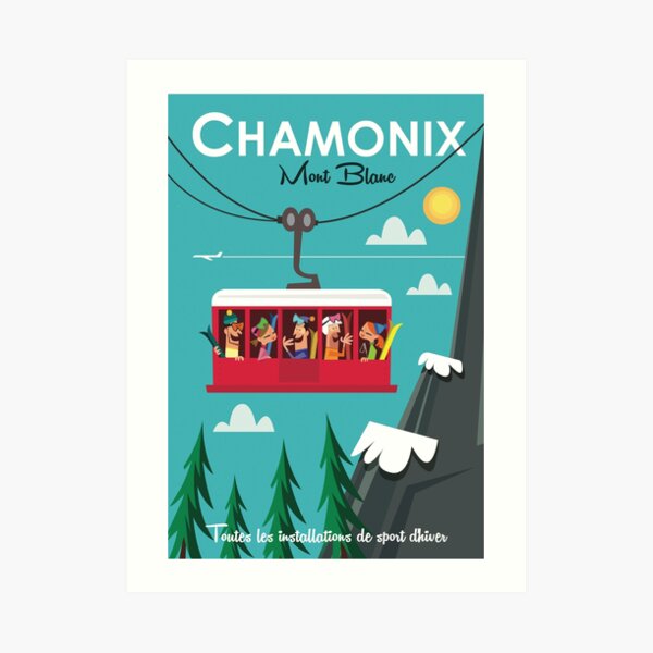 Chamonix Mont blanc ski poster Art Print