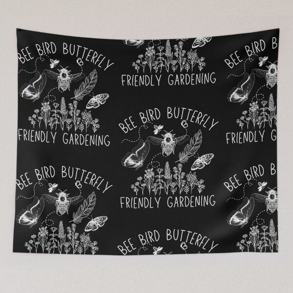 Item preview, Bee Bird Butterfly Friendly Gardening Line Drawing Design designed and sold by EarthArtDesigns.