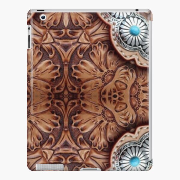 turquoise brown cowboy tribal Western country Tooled Leather iPad Snap Case