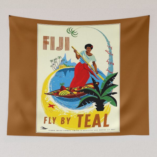 Item preview, TEAL AIRWAYS : Vintage Fly to Fiji Advertising Print designed and sold by posterbobs.