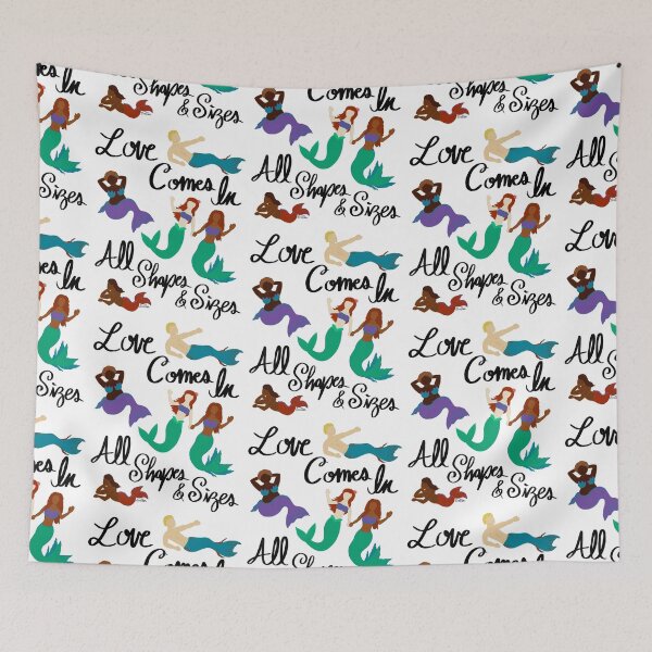 Item preview, Love Comes In All Shapes & Sizes - Mermaids - Little Mermaids & Mermen - white background designed and sold by EcoElsa.