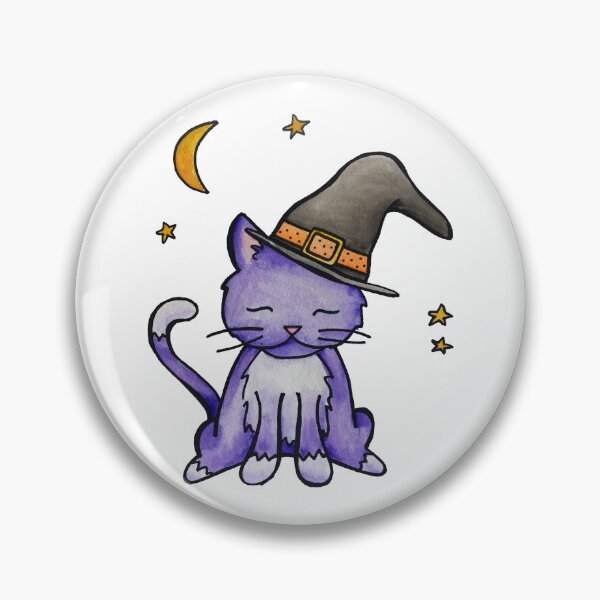 Item preview, Halloween Witch Cat in Watercolor  designed and sold by kmstudio.