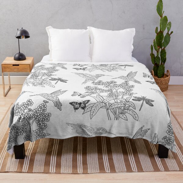 Item preview, Flying Hummingbirds & Butterflies Black Line Drawing Design designed and sold by EarthArtDesigns.