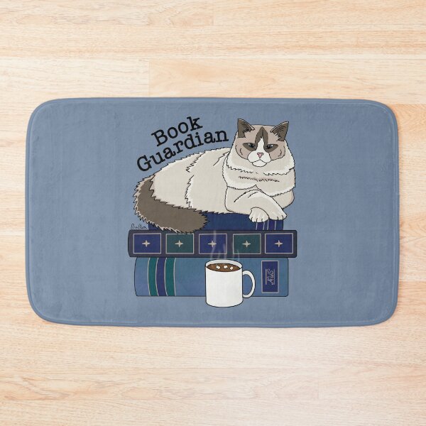 Item preview, Cat Book Guardian - Ragdoll Kitty Guarding Books - Cozy Ragdoll Book Guardian - Shadow Blue designed and sold by EcoElsa.