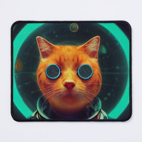 Artikelvorschau, Porträt einer digitalisierten Katze mit Navy Glasses Sticker entworfen und verkauft von TheCreativeFab.
